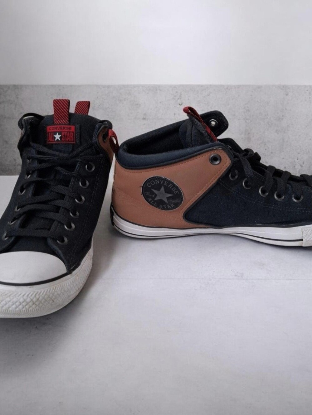 Men's Black and Brown High-Top Sneakers Mens Size 12 Womens Size 14